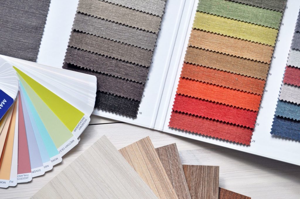 Color and material samples on a table