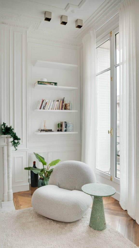Classic white room with panelled walls