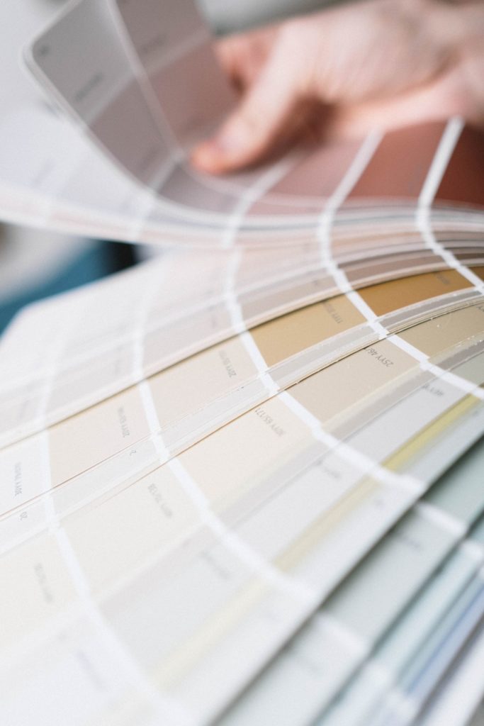 Fan of paint color swatches